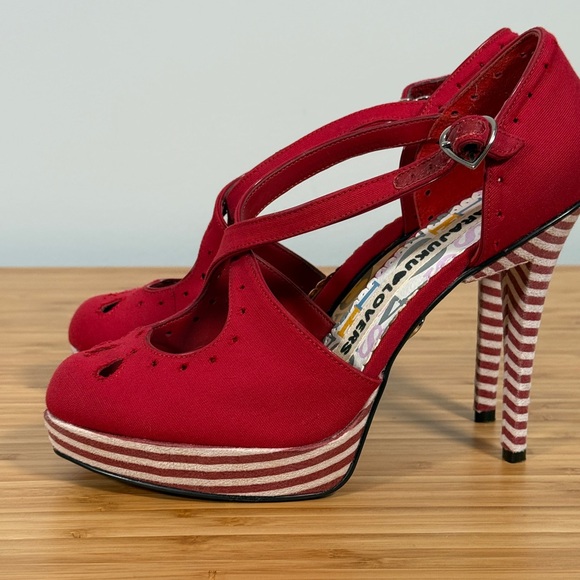 🎀 Harajuku Lovers by Gwen Stefani Heels Pumps 8 1/2 Black/White Y2K Platform - Picture 4 of 7